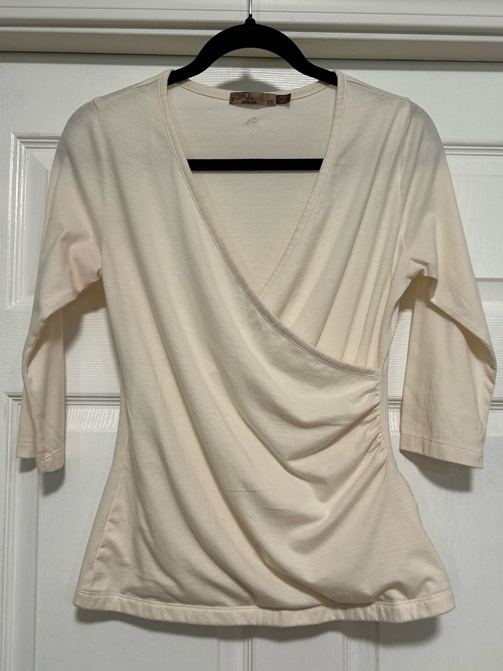 prAna Women’s XS Ivory Wrap Front 3/4 Sleeve Top